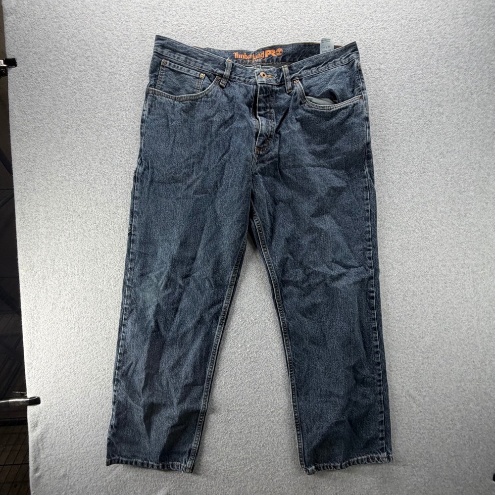 Timberland PRO Mens 38x30 Straight Leg Work‎ Jeans Dark Wash Blue Cotton B27T288
